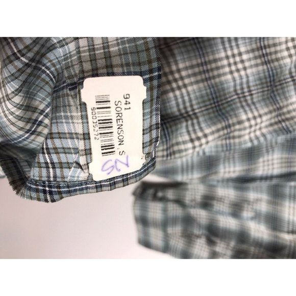 John Varvatos Men's Medium Button Long Sleeve Gray Blue Plaid Shirt - Picture 4 of 6